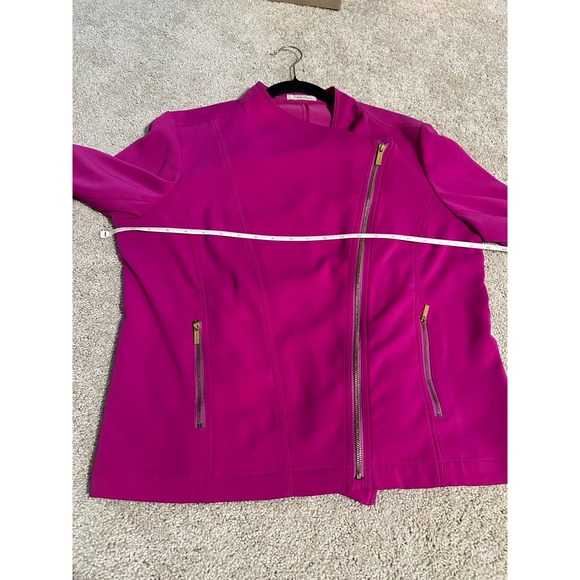 Calvin Klein Women Pink Asymmetrical Zip‎ Moto Jacket - Picture 7 of 8